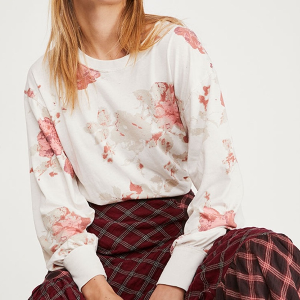 NWT Free People Arielle Print Long Sleeve Top